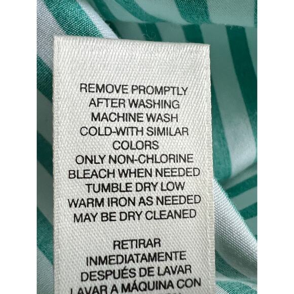 CHICOS TOP WOMENS 2 US 12/14 BUTTON UP TUNIC BLOUSE STRIPE GREEN OLD STOCK NWT - Picture 11 of 12